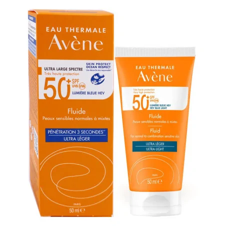 AVENE SOLAIRE FLUIDE SPF 50+ Toucher sec
