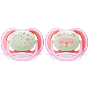 AVENT 2 SUCETTE ULTRA AIR NIGHT 6-18mois SCF376/20 FILLE