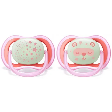 AVENT 2 SUCETTE ULTRA AIR NIGHT 6-18mois SCF376/20 FILLE