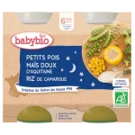 Babybio Petits Pois Maïs Doux d’Aquitaine Riz de Camargue 2x200g