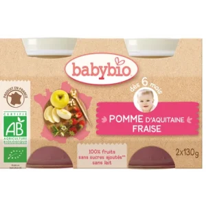 Babybio Pomme d’Aquitaine & Fraise 2X130G