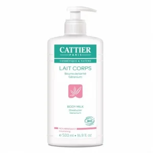 CATTIER Lait corps nourrissant beurre de karité géranium bio flacon pompe 500ml