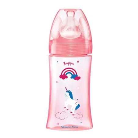DODIE BIBERON INITIATION+ 270ML ROSE LICORNE 0-6 M TET RONDE 3 VIT D2