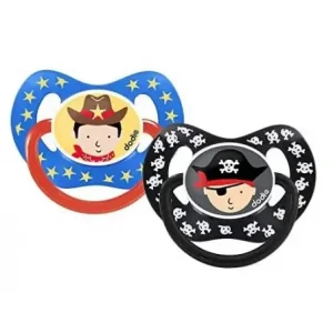 DODIE Sucette Physiologique +18 Silicone DUO 50 cowboy et pirate