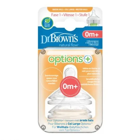 DR BROWNS OPTIONS+ TETINE COLE LARGE NIVEAU 1 PACK DE 2 0 MOIS +