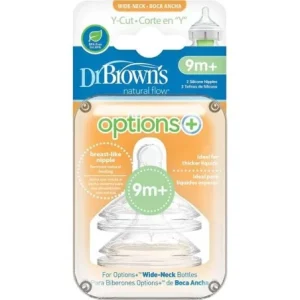 DR BROWNS OPTIONS+ TETINE COLE LARGE PACK DE 2 CORTE EN Y 9 MOIS +