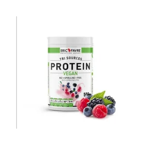 Eric Favre Protein Vegan Protéines Végétales Tri-Source Triple Berry (Fruit Rouge) Pot 500 g