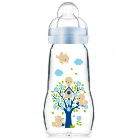 MAM BIBERON EN VERRE BLEU FEEL GOOD 260 ML