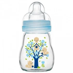 MAM BIBERON EN VERRE FEEL GOOD 1ER AGE BLEU 170ML