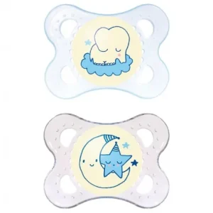 MAM SUCETTE NIGHT 0-6 MOIS SILICONE BLEU