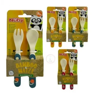 Nuby Bamboo & Maize Eco-Friendly Baby Cutlery 4pcs (2 Set) From 9m+ ID5499