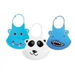 NUBY Bavoir en silicone décor animaux avec poche-3m+ ID4398