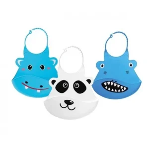 NUBY Bavoir en silicone décor animaux avec poche-3m+ ID4398