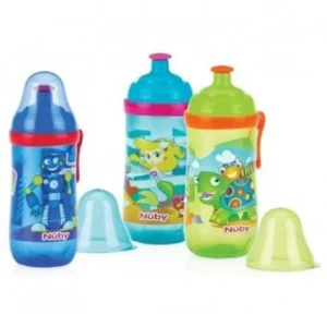 NUBY Gobelet anti-goutte sportif Pop-up imprimé en PP avec couverle 360ml +18mois - ID1250