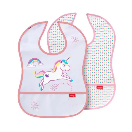 Nuby Lot de 2 Bavoirs avec poche motif Licorne 6m+ NV09001