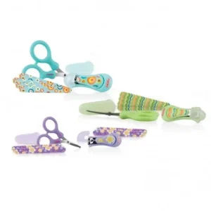 NUBY Pack Manucure de Luxe : Ciseaux, Coupe-ongle, Lime +0 mois - ID242