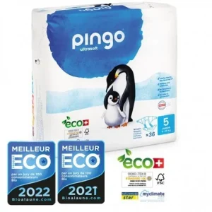 PINGO COUCHES ÉCOLOGIQUES JETABLES JUNIOR TAILLE 5 (11-25KG) 36 COUCHES