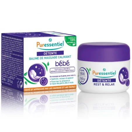 Puressentiel Baume de massage calmant bébé détente 3 HE - 30 ml