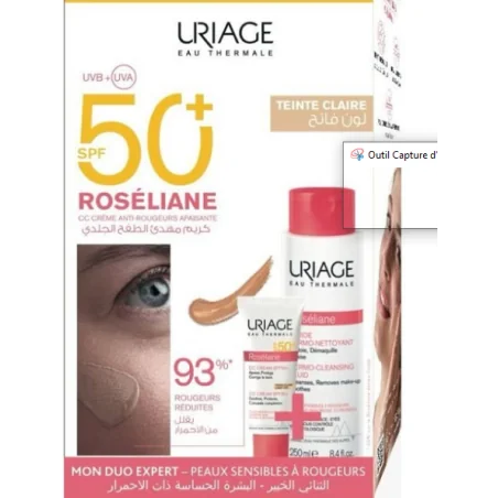 Uriage Roseliane CC Creme Teinte Claire spf50+ 40 ml Achete + ROSELIANE FLUIDE DERMO-NETTOYANT OFFERT