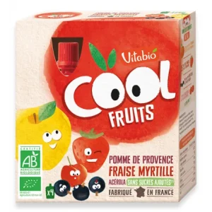 VITABIO POMME FRAISE MYRTILLE ACEROLA 4 X 90 G