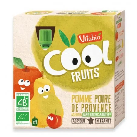 VITABIO POMME POIRE ACEROLA 4 X 90 G